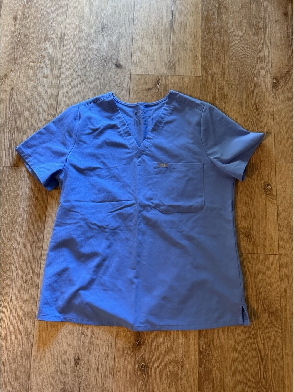Figs Womens Blue V-neck Short Sleeve Medical Scrub Shirt Size XL
